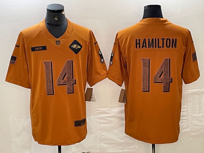 Men Baltimore Ravens #14 Hamilton brown Nike 2023 Salute To Service Limited NFL Jersey->customized ncaa jersey->Custom Jersey
